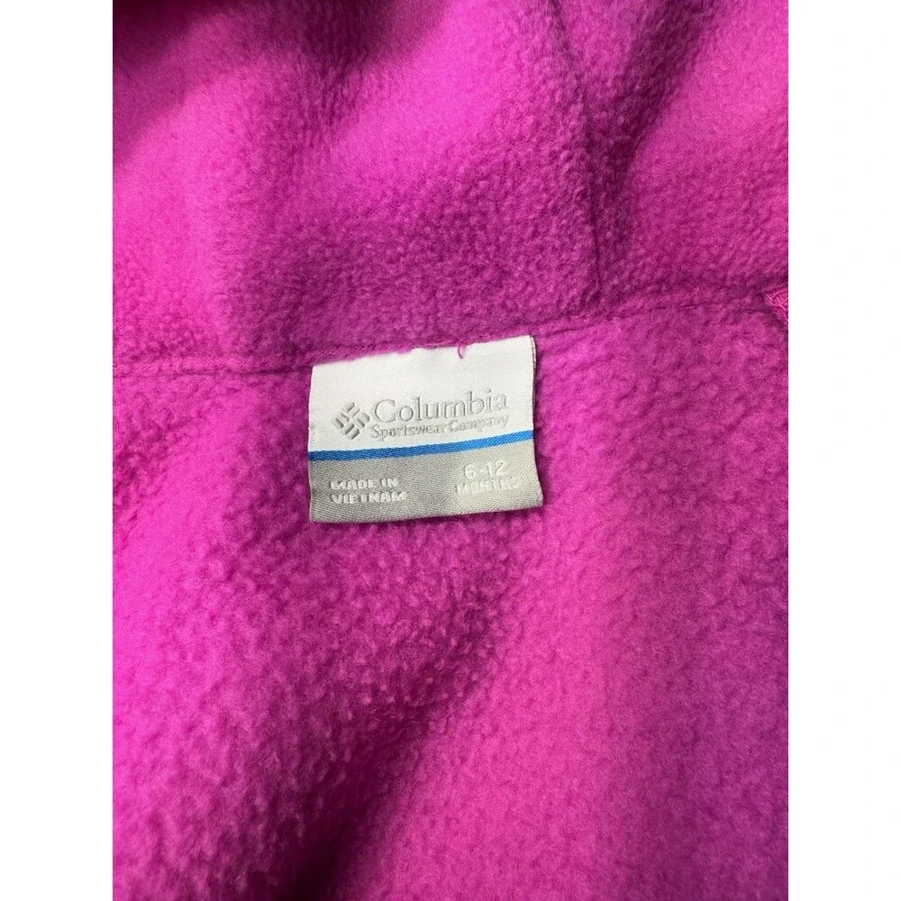 Infant Columbia Jacket Steens Mt Overlay Hooded Fleece 6-12 M Baby Girl Purple